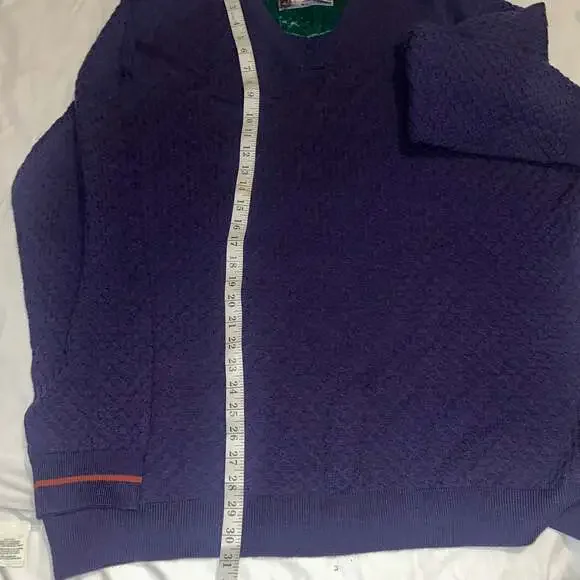 Robert Graham Collectors Textured Wool Crew neck Sweater Mens 2xl Purple Knit - Picture 4 of 12